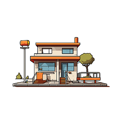 나무 가로등 일러스트 부동산 주택 사람없음 건물 만화 디지털합성 카툰스타일 국내일러스트 AI파일 식물 건축물 공공시설 재산 파일형식 벡터