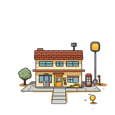 나무 가로등 일러스트 부동산 주택 사람없음 건물 만화 디지털합성 카툰스타일 국내일러스트 AI파일 식물 건축물 공공시설 재산 파일형식 벡터