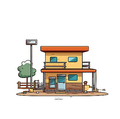 나무 가로등 일러스트 부동산 주택 사람없음 건물 만화 디지털합성 카툰스타일 국내일러스트 AI파일 식물 건축물 공공시설 재산 파일형식 벡터