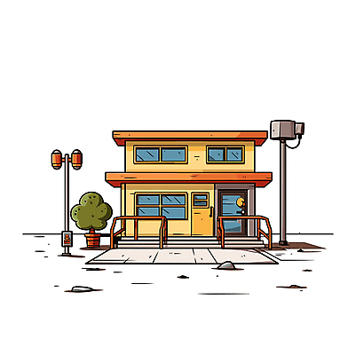 나무 가로등 일러스트 부동산 주택 사람없음 건물 만화 디지털합성 카툰스타일 국내일러스트 AI파일 식물 건축물 공공시설 재산 파일형식 벡터