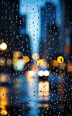 JPG 편집이미지 백그라운드 창문 사람없음 도시 빗방울 보케 빛망울 블러효과 편집실사 AI포토 AI콘텐츠 빛 비_날씨 CG 블러 파일형식 효과