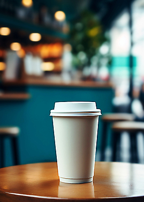 JPG 편집이미지 탁자 사람없음 카페 일회용 테이크아웃 아메리카노 블러효과 테이크아웃컵 편집실사 AI포토 AI콘텐츠 커피 가구 컵 상점 CG 블러 파일형식 효과
