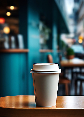 JPG 편집이미지 탁자 사람없음 카페 일회용 테이크아웃 아메리카노 블러효과 테이크아웃컵 편집실사 AI포토 AI콘텐츠 커피 가구 컵 상점 CG 블러 파일형식 효과