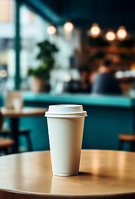 JPG 편집이미지 탁자 사람없음 카페 일회용 테이크아웃 아메리카노 블러효과 테이크아웃컵 편집실사 AI포토 AI콘텐츠 커피 가구 컵 상점 CG 블러 파일형식 효과