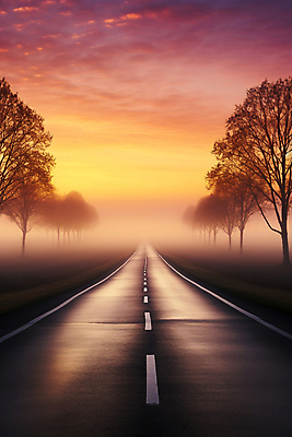 JPG 나무 구름 편집이미지 하늘 풍경 사람없음 일몰 사막 안개 고속도로 아스팔트 편집실사 AI포토 AI콘텐츠 자연요소 식물 도로 날씨 노을 CG 파일형식