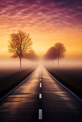 JPG 나무 구름 편집이미지 하늘 풍경 사람없음 일몰 사막 안개 고속도로 아스팔트 편집실사 AI포토 AI콘텐츠 자연요소 식물 도로 날씨 노을 CG 파일형식