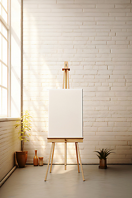 JPG 편집이미지 화분 창문 실내 미술 사람없음 미술도구 이젤 캔버스 카피스페이스 편집실사 AI포토 AI콘텐츠 문화예술 내부 공백 CG 오브젝트 파일형식