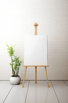 JPG 편집이미지 화분 실내 미술 사람없음 미술도구 흰색 이젤 캔버스 카피스페이스 편집실사 AI포토 AI콘텐츠 컬러 문화예술 내부 공백 CG 오브젝트 파일형식