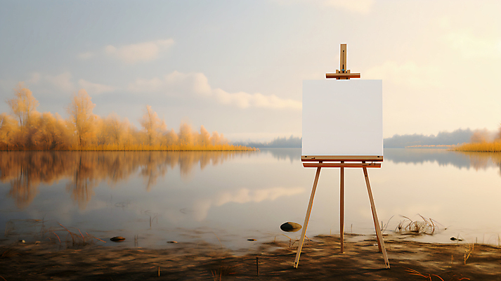 JPG 구름 편집이미지 호수 하늘 미술 사람없음 야외 반사 미술도구 강가 이젤 캔버스 카피스페이스 편집실사 AI포토 AI콘텐츠 자연요소 문화예술 강 공백 CG 오브젝트 파일형식