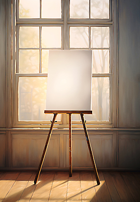 JPG 편집이미지 창문 실내 미술 사람없음 미술도구 이젤 캔버스 카피스페이스 편집실사 AI포토 AI콘텐츠 문화예술 내부 공백 CG 오브젝트 파일형식