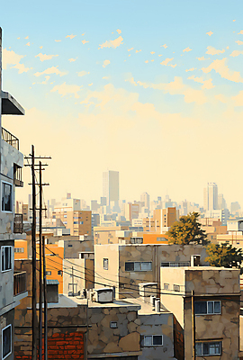 JPG 구름 백그라운드 일러스트 하늘 풍경 빌딩 사람없음 건물 도시 국내일러스트 AI일러스트 AI콘텐츠 자연요소 건축물 파일형식