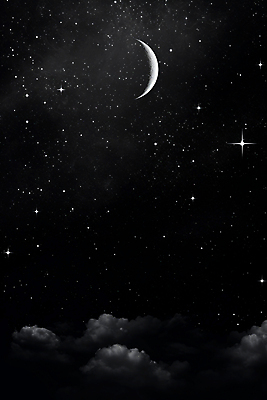 JPG 구름 백그라운드 일러스트 자연 밤하늘 흑백 사람없음 반짝임 검은색 달 야간 국내일러스트 AI일러스트 AI콘텐츠 자연요소 컬러 모션 하늘 촬영기법 생태계 파일형식