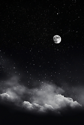 JPG 구름 백그라운드 일러스트 자연 밤하늘 흑백 사람없음 검은색 달 야간 국내일러스트 AI일러스트 AI콘텐츠 자연요소 컬러 하늘 촬영기법 생태계 파일형식