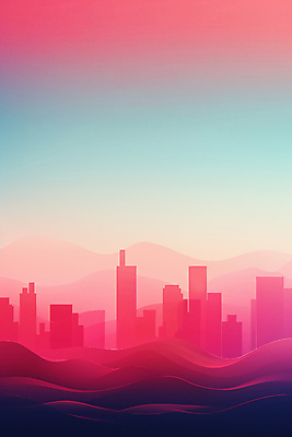 JPG 물결 백그라운드 곡선 일러스트 풍경 빌딩 사람없음 건물 컬러풀 도시 웨이브 심플 그라데이션 스카이라인 미니멀 국내일러스트 AI일러스트 AI콘텐츠 건축물 선 컬러 파일형식