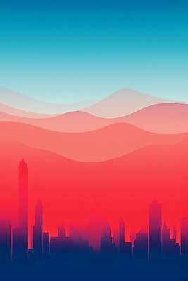 JPG 물결 백그라운드 곡선 일러스트 풍경 빌딩 사람없음 건물 컬러풀 도시 웨이브 심플 그라데이션 스카이라인 미니멀 국내일러스트 AI일러스트 AI콘텐츠 건축물 선 컬러 파일형식