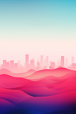 JPG 물결 백그라운드 곡선 일러스트 풍경 빌딩 사람없음 건물 컬러풀 도시 웨이브 심플 그라데이션 스카이라인 미니멀 국내일러스트 AI일러스트 AI콘텐츠 건축물 선 컬러 파일형식