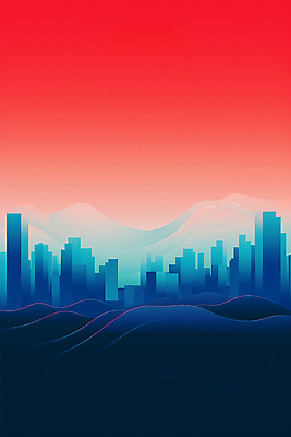 JPG 백그라운드 일러스트 풍경 빌딩 사람없음 건물 컬러풀 도시 심플 그라데이션 스카이라인 미니멀 국내일러스트 AI일러스트 AI콘텐츠 건축물 컬러 파일형식