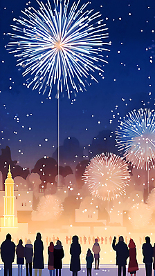 JPG 공원 실루엣 일러스트 밤하늘 새해 폭죽 불꽃놀이 사람 풍경 여러명 건물 눈 군중 국내일러스트 AI일러스트 AI콘텐츠 자연요소 건축물 공공시설 다수 놀이 하늘 날씨 촬영기법 야간 파일형식