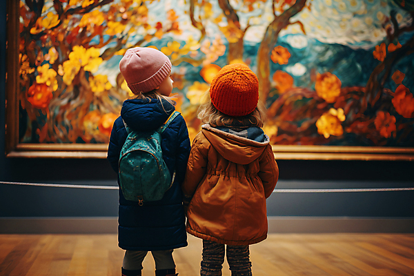 JPG 편집이미지 여자 어린이 액자 문화예술 서기 소녀 상반신 취미 두명 전시 전시회 디지털합성 그림 작품 예술품 비니 관람 문화생활 소녀만 편집실사 AI인물포토 AI콘텐츠 모자_잡화 라이프스타일 모션 미술 사람 CG 여자만 어린이만 파일형식 AI포토