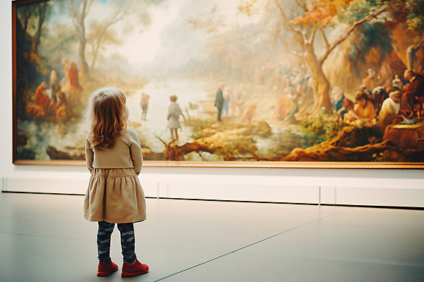 JPG 전신 편집이미지 여자 어린이 액자 문화예술 한명 서기 소녀 취미 전시 전시회 디지털합성 그림 작품 예술품 관람 문화생활 소녀한명만 편집실사 AI인물포토 AI콘텐츠 1 라이프스타일 모션 미술 사람 CG 여자한명만 소녀만 파일형식 AI포토