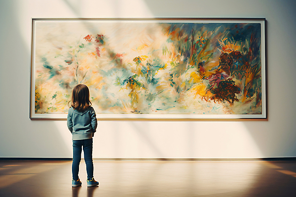 JPG 전신 편집이미지 여자 어린이 액자 문화예술 한명 서기 소녀 취미 전시 전시회 디지털합성 그림 작품 예술품 관람 문화생활 소녀한명만 편집실사 AI인물포토 AI콘텐츠 1 라이프스타일 모션 미술 사람 CG 여자한명만 소녀만 파일형식 AI포토