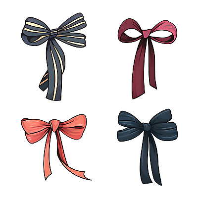 PSD 리본 일러스트 사람없음 장식 세트 오브젝트 매듭 꾸미기 국내일러스트 파일형식