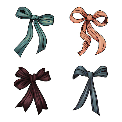 PSD 리본 일러스트 사람없음 장식 세트 오브젝트 매듭 꾸미기 국내일러스트 파일형식