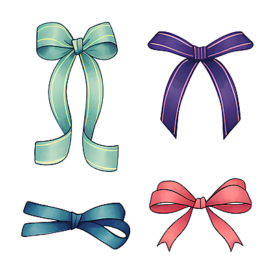 PSD 리본 일러스트 사람없음 장식 세트 오브젝트 매듭 꾸미기 국내일러스트 파일형식