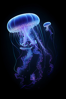 JPG 편집이미지 사람없음 바닷속 투명 분위기 자포동물 신비 해파리 수중동굴 몽환 편집실사 AI컴퓨터그래픽 AI콘텐츠 컨셉 수중 수중동물 동굴 CG 파일형식