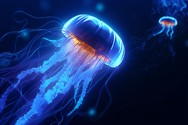 JPG 편집이미지 사람없음 바닷속 투명 분위기 자포동물 신비 해파리 수중동굴 몽환 편집실사 AI컴퓨터그래픽 AI콘텐츠 컨셉 수중 수중동물 동굴 CG 파일형식