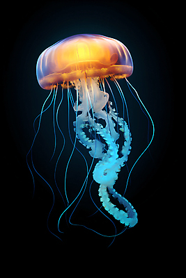 JPG 편집이미지 사람없음 바닷속 투명 분위기 자포동물 신비 해파리 수중동굴 몽환 편집실사 AI컴퓨터그래픽 AI콘텐츠 컨셉 수중 수중동물 동굴 CG 파일형식