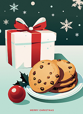 포스터 크리스마스 겨울 일러스트 디저트 이벤트 사람없음 선물상자 쿠키 눈송이 분위기 오브젝트 눈꽃무늬 오너먼트 국내일러스트 AI파일 계절 기념일 음식 컨셉 크리스마스장식 무늬 눈꽃 눈_날씨 선물 상자 파일형식 벡터