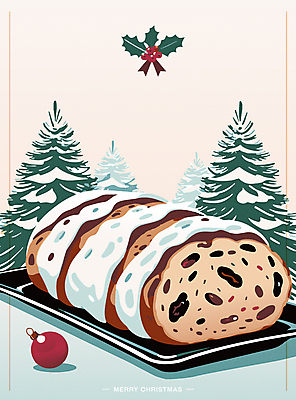 포스터 크리스마스 겨울 일러스트 디저트 프레임 이벤트 사람없음 분위기 오브젝트 침엽수 슈가파우더 호랑가시나무열매 오너먼트 슈톨렌 국내일러스트 AI파일 나무 계절 기념일 열매 음식 컨셉 크리스마스장식 케이크 파일형식 벡터