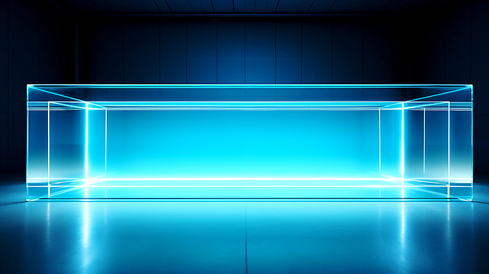 JPG 편집이미지 유리 조명 사람없음 파란색 빛 공간 디지털합성 LED 편집소스 이미지편집 편집실사 AI컴퓨터그래픽 AI콘텐츠 컬러 전구 재질 CG 파일형식