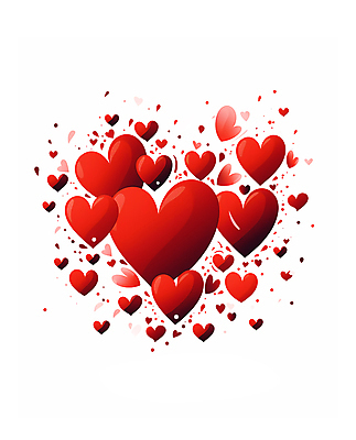 JPG 백그라운드 일러스트 사랑 사람없음 빨간색 하트 국내일러스트 AI일러스트 AI콘텐츠 모양 감정 컬러 파일형식