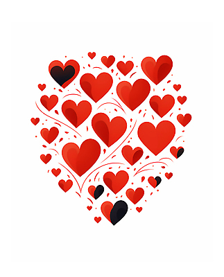 JPG 백그라운드 일러스트 사랑 사람없음 빨간색 하트 국내일러스트 AI일러스트 AI콘텐츠 모양 감정 컬러 파일형식