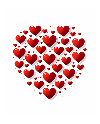 JPG 백그라운드 일러스트 사랑 사람없음 빨간색 하트 국내일러스트 AI일러스트 AI콘텐츠 모양 감정 컬러 파일형식