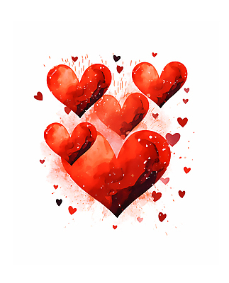 JPG 백그라운드 일러스트 수채화 사랑 사람없음 빨간색 하트 국내일러스트 AI일러스트 AI콘텐츠 모양 감정 컬러 파일형식