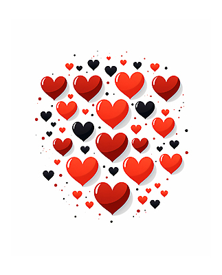 JPG 백그라운드 일러스트 사랑 사람없음 빨간색 하트 국내일러스트 AI일러스트 AI콘텐츠 모양 감정 컬러 파일형식