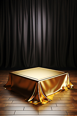 JPG 편집이미지 사람없음 사각형 금색 우아함 실크 디지털합성 덮기 포디움 편집소스 편집실사 AI포토 AI콘텐츠 도형 컬러 컨셉 모션 무대 직물 CG 파일형식