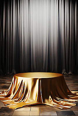 JPG 편집이미지 사람없음 금색 원형 우아함 실크 디지털합성 덮기 포디움 편집소스 편집실사 AI포토 AI콘텐츠 도형 컬러 컨셉 모션 무대 직물 CG 파일형식