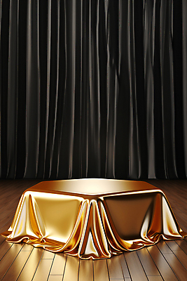 JPG 편집이미지 사람없음 사각형 금색 우아함 실크 디지털합성 덮기 포디움 편집소스 편집실사 AI포토 AI콘텐츠 도형 컬러 컨셉 모션 무대 직물 CG 파일형식