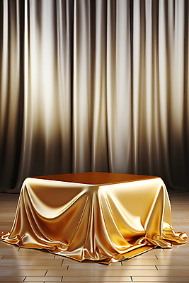 JPG 편집이미지 사람없음 사각형 금색 우아함 실크 디지털합성 덮기 포디움 편집소스 편집실사 AI포토 AI콘텐츠 도형 컬러 컨셉 모션 무대 직물 CG 파일형식