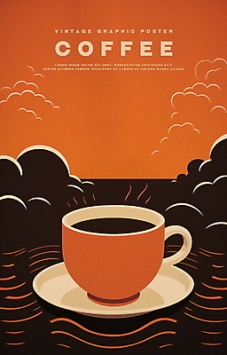 PSD 포스터 커피 겨울 일러스트 따뜻함 사람없음 주황색 카페 빈티지 커피잔 복고 따뜻한음료 국내일러스트 계절 음료 컬러 컨셉 잔 상점 파일형식