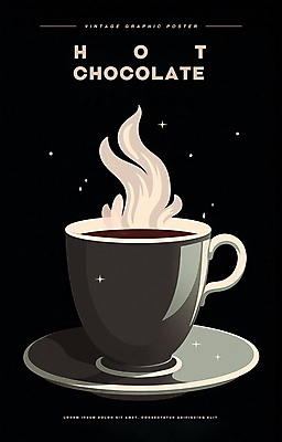 PSD 포스터 겨울 일러스트 따뜻함 사람없음 검은색 카페 머그컵 빈티지 복고 코코아 따뜻한음료 국내일러스트 계절 음료 컬러 컨셉 컵 상점 파일형식