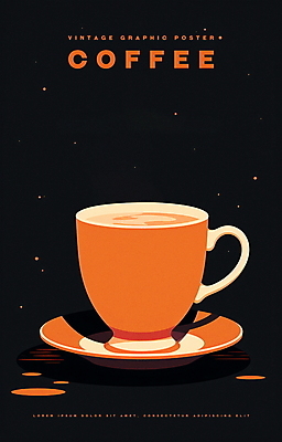 PSD 포스터 커피 겨울 일러스트 따뜻함 사람없음 검은색 주황색 카페 머그컵 빈티지 커피잔 찻잔 복고 따뜻한음료 국내일러스트 계절 음료 컬러 컨셉 잔 컵 상점 파일형식