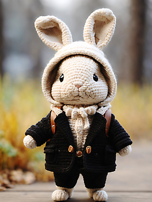 JPG 편집이미지 사람없음 귀여움 디지털합성 토끼인형 편집소스 뜨개인형 편집실사 AI포토 AI콘텐츠 인형 컨셉 토끼 CG 파일형식