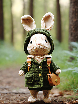 JPG 편집이미지 사람없음 귀여움 디지털합성 토끼인형 편집소스 뜨개인형 편집실사 AI포토 AI콘텐츠 인형 컨셉 토끼 CG 파일형식