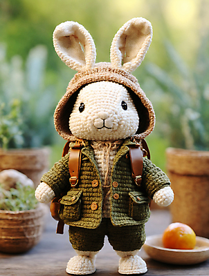 JPG 편집이미지 사람없음 귀여움 디지털합성 토끼인형 편집소스 뜨개인형 편집실사 AI포토 AI콘텐츠 인형 컨셉 토끼 CG 파일형식