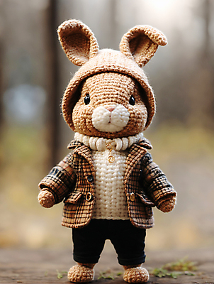 JPG 편집이미지 사람없음 귀여움 디지털합성 토끼인형 편집소스 뜨개인형 편집실사 AI포토 AI콘텐츠 인형 컨셉 토끼 CG 파일형식